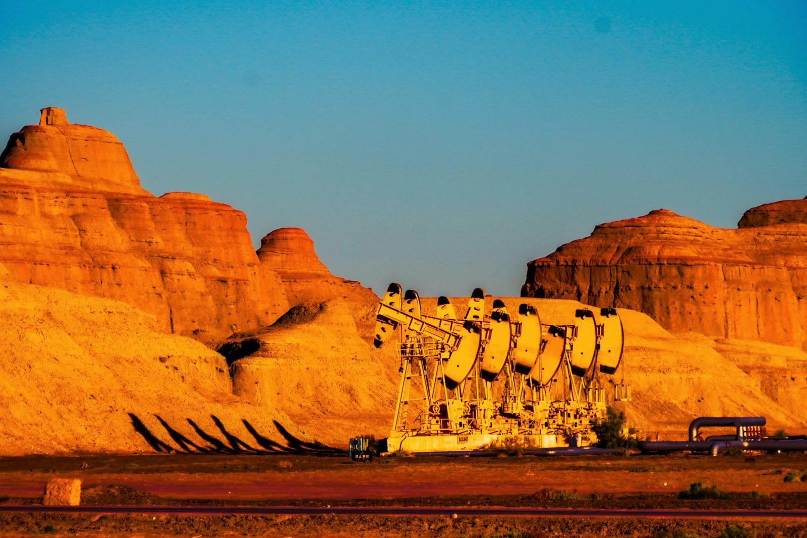 A pumping unit on a producing lease
