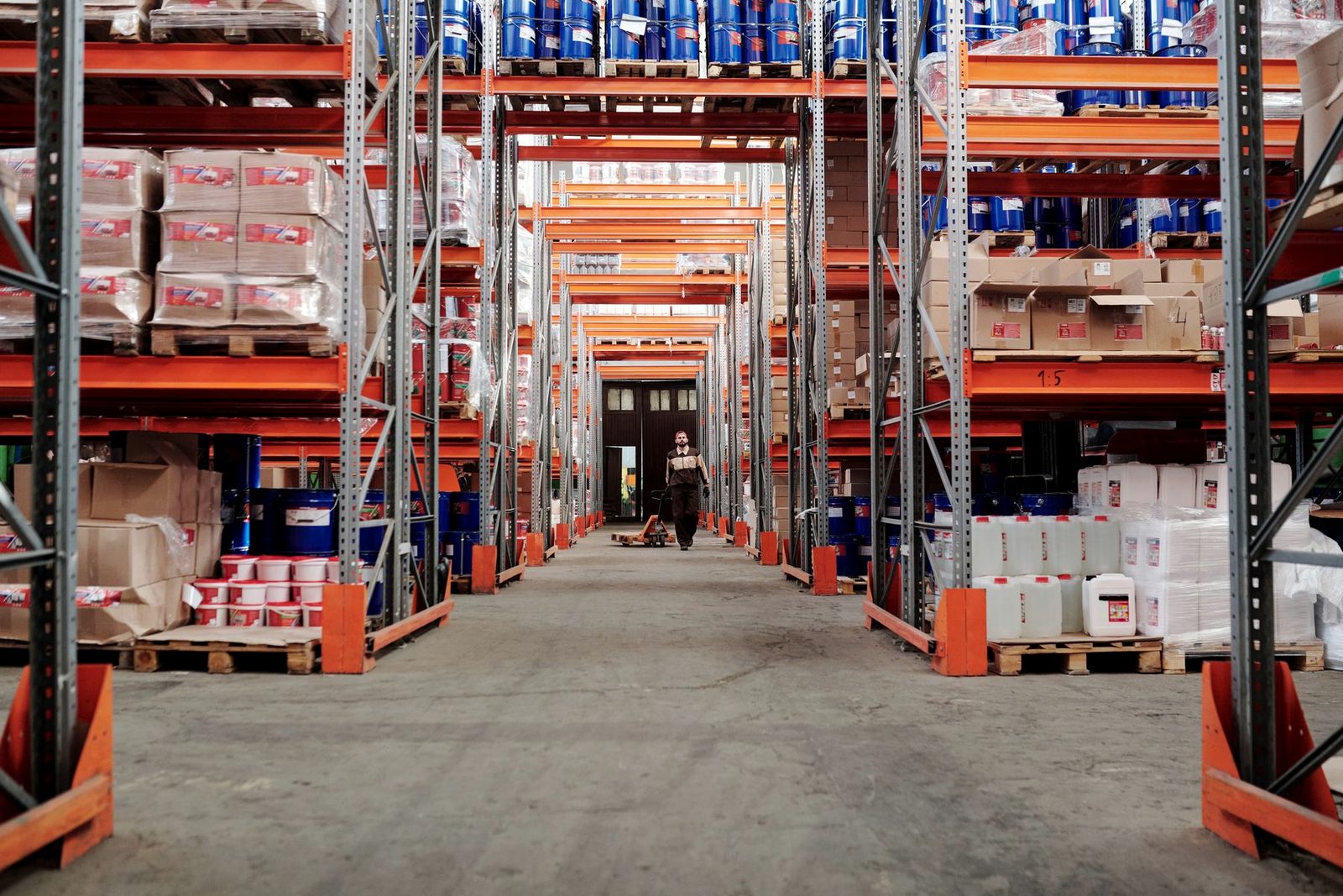 Racked stock inside a distribution centre
