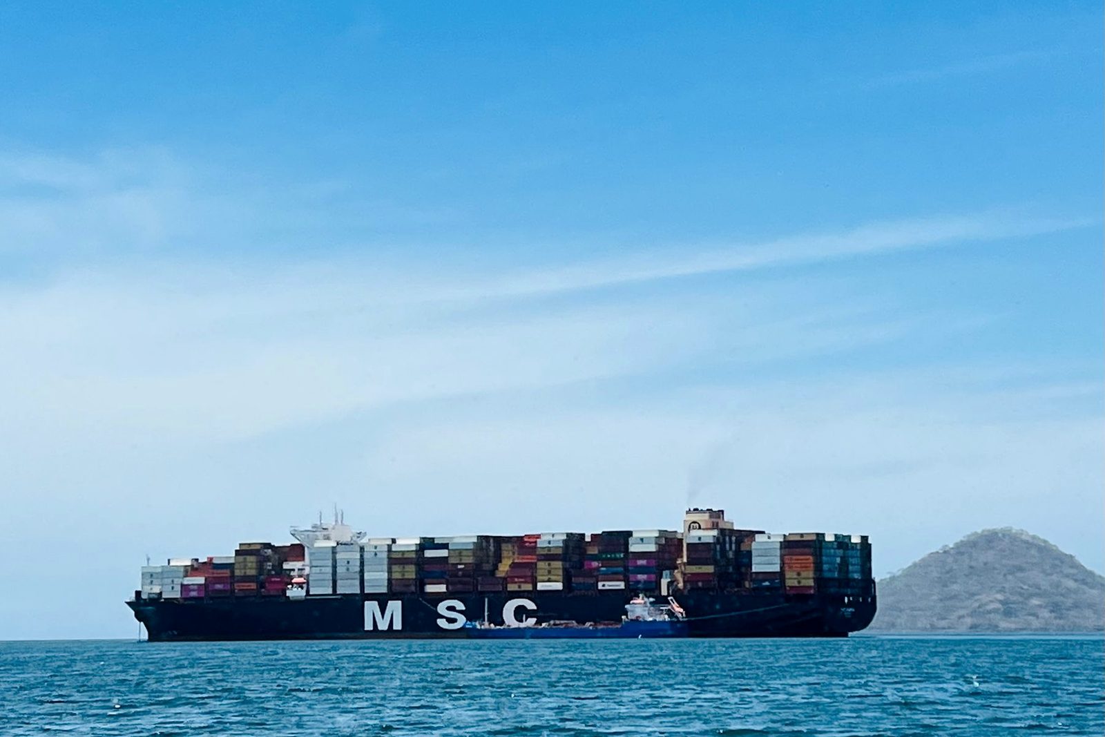 A loaded hull in open water