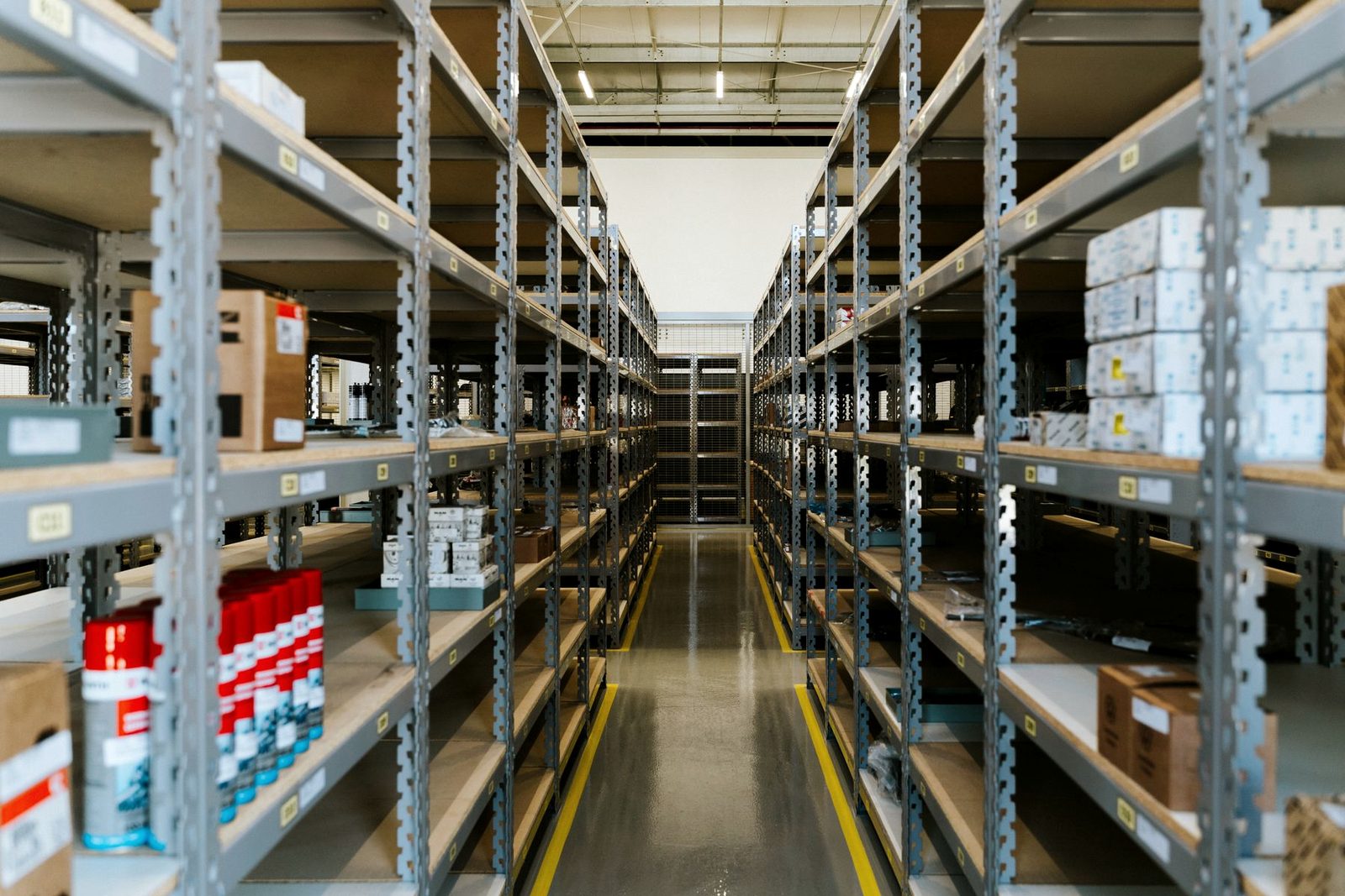 Racked stock inside a distribution centre