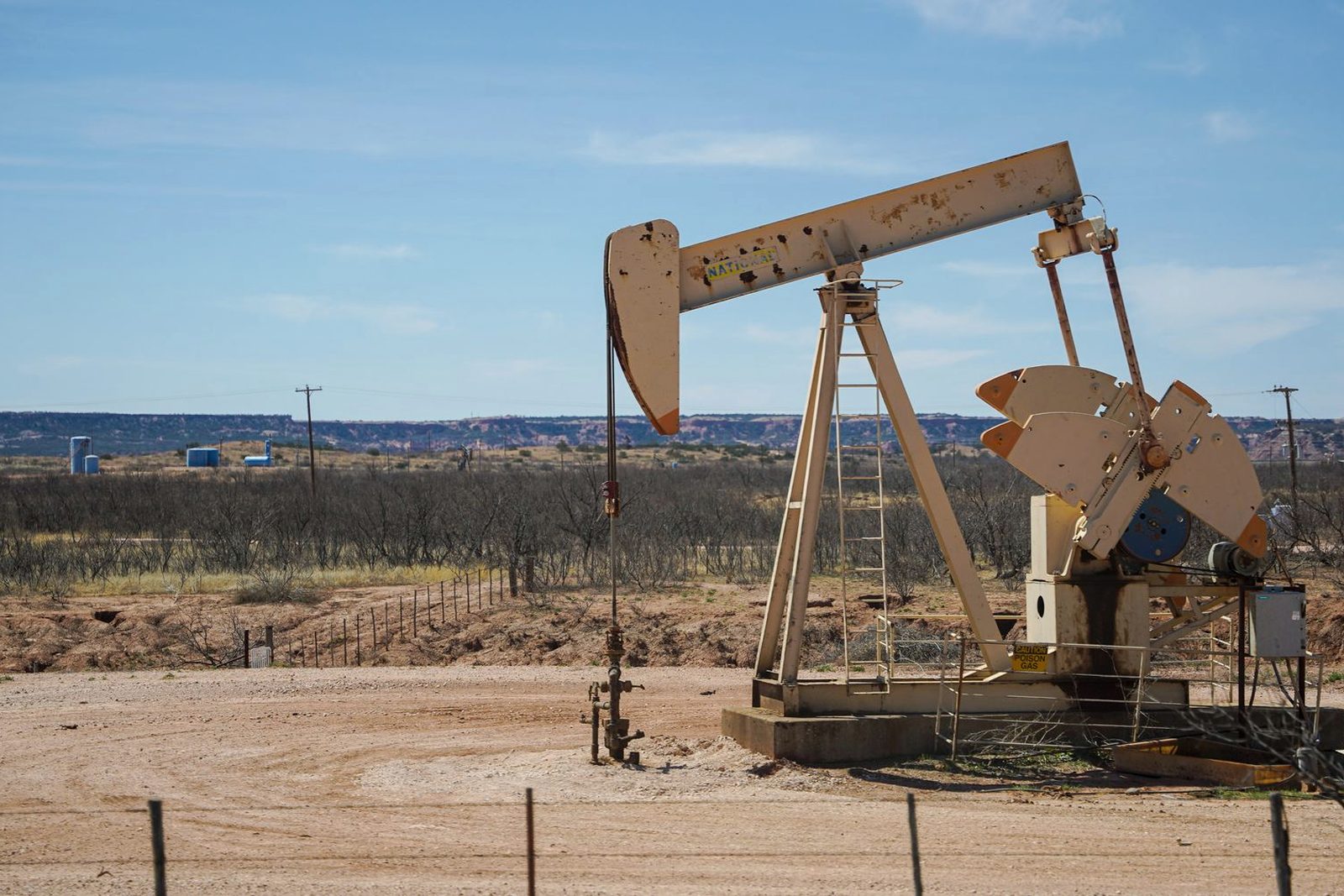 A pumping unit on a producing lease
