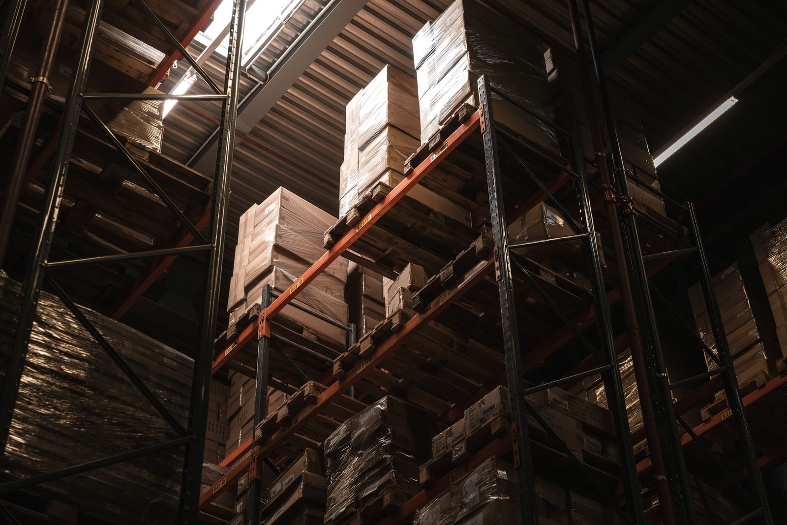 Racked stock inside a distribution centre