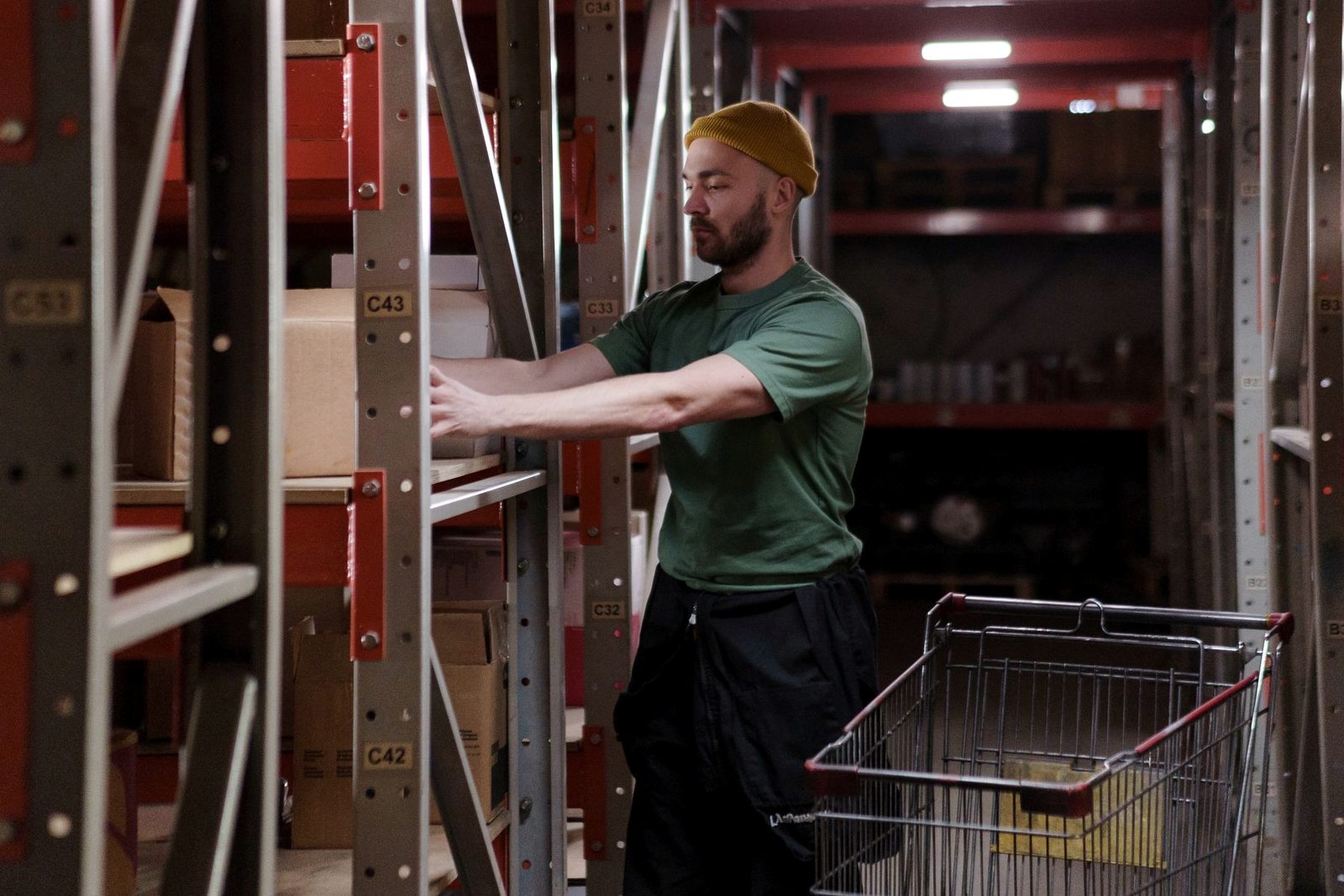 Racked stock inside a distribution centre